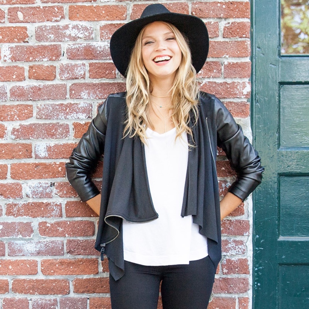 BLANKNYC Faux Leather Jacket Waterfall Black XS